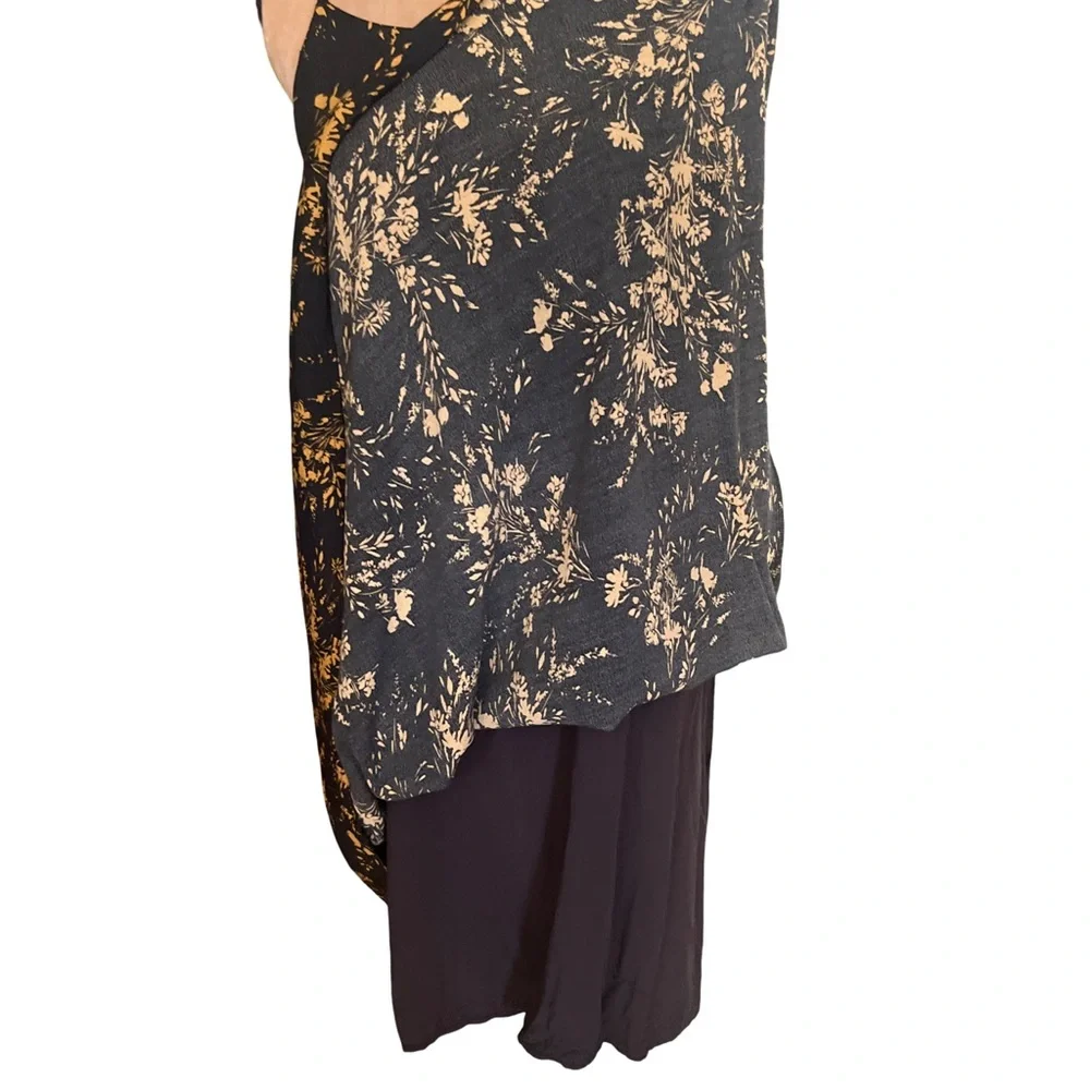 By Together Black and Orange Floral Low Cut Back Sun Dress Size L - Picture 6 of 7